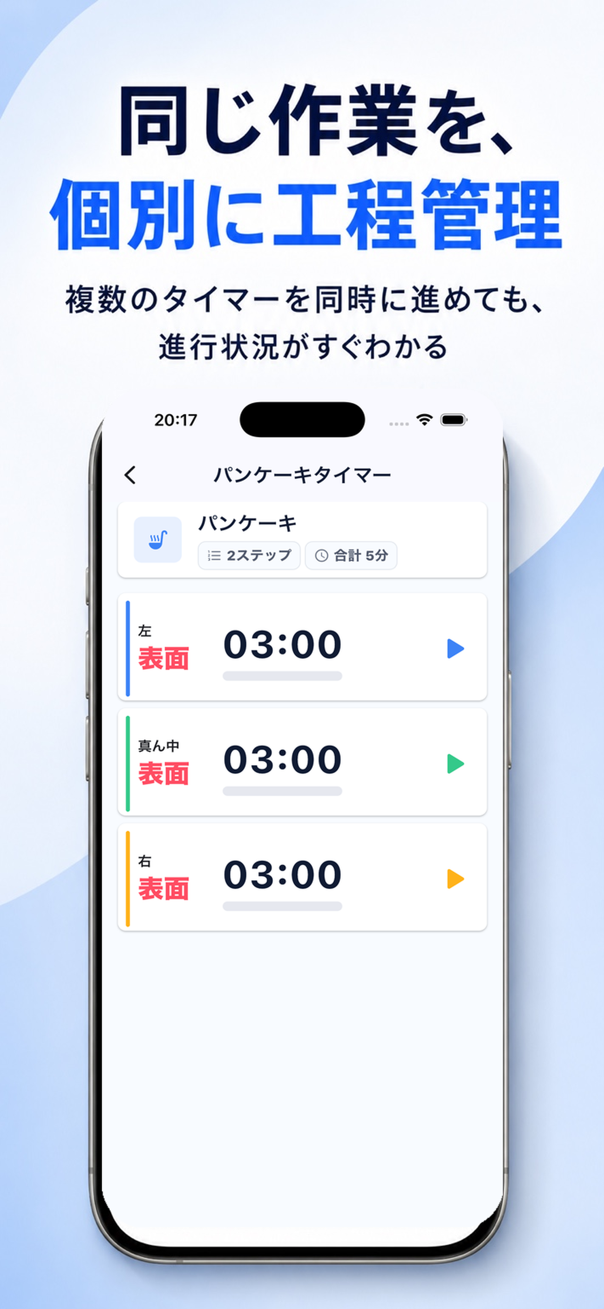 複数セッションを管理するマルチタイマー画面